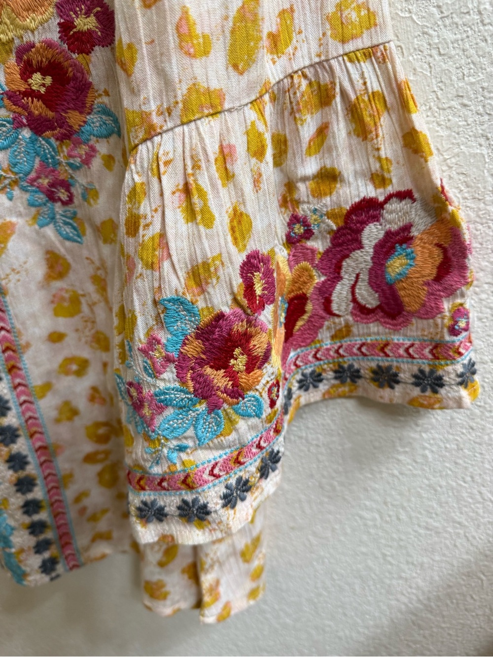Savanna Jane Cream Tunic with Pink, Yellow & Teal Floral Embroidery - Picture 4 of 10